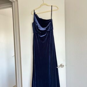 After Six Blue Velvet Maxi Slip Dress with POCKETS!